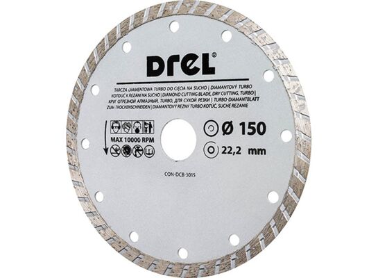 Tarcza diamentowa do cięcia na sucho TURBO 150 mm Drel