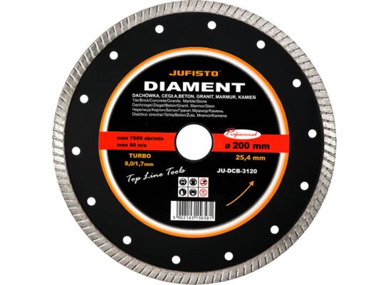 Tarcza diamentowa TURBO 200 x 1,8 x 25,4 mm Jufisto