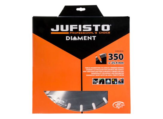 Tarcza diamentowa do asfaltu i świeżego betonu 350 x 3,2 x 10 x 25,4 / 20,0 mm Jufisto