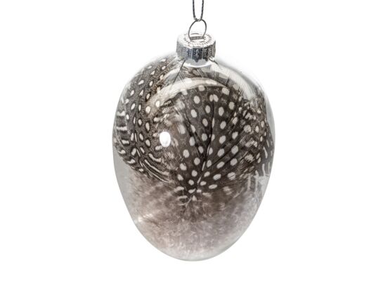 Zawieszka szklana Jajko z piórkami