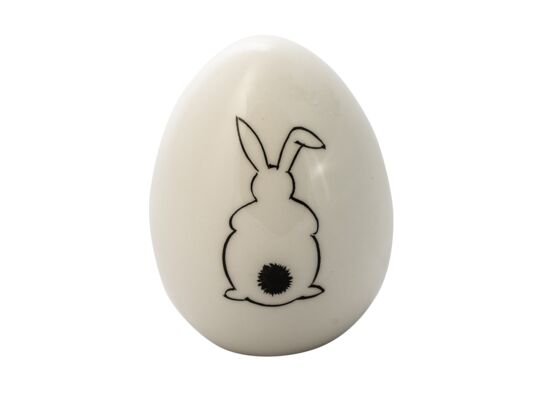 Figurka ceramiczna Jajo 9 cm biało-czarne