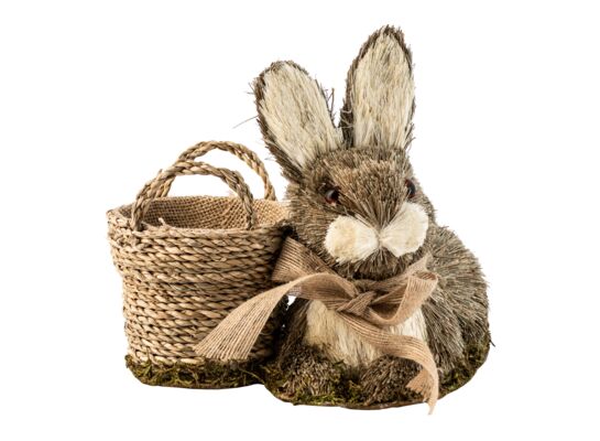 Figura Zając z koszyczkiem słoma