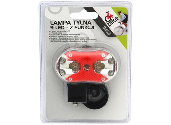 Lampka rowerowa tylna 9LED 7 funkcji 4bike