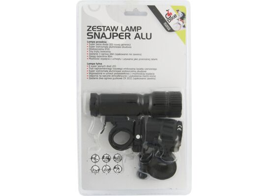 Zestaw lampek rowerowych aluminiowych 1W + 6LED SNAJPER 4bike