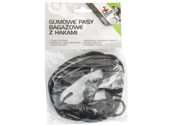 Gumy pasy bagażowe z hakami 4bike