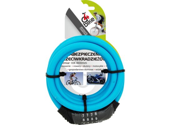 Zabezpieczenie rowerowe spirala szyfr 10x1800mm 4bike
