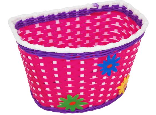Koszyczek rowerowy dziecięcy pleciony D różowy 4bike junior