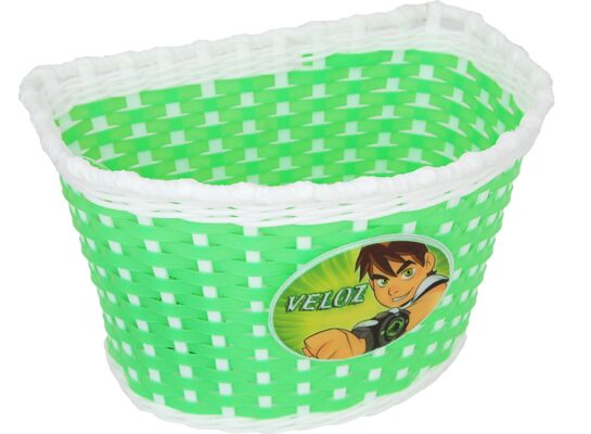 Koszyczek rowerowy dziecięcy pleciony D zielony 4bike junior