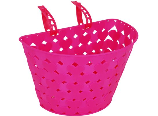 Koszyczek rowerowy dziecięcy plastik serduszka różowy 4bike junior