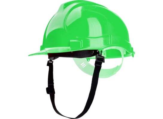 Kask budowlany, zielony, z uniwersalnym uchwytem do osprzętu, Drel