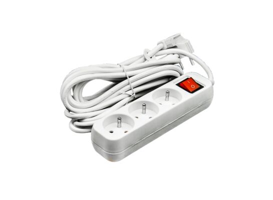 Przedłużacz domowy z wyłącznikiem 3 gniazda 5 m FASTER TOOLS