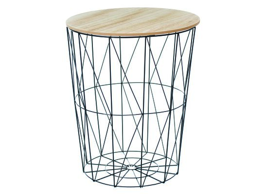 Stolik z koszem z drewnianym blatem 47 x 57 cm