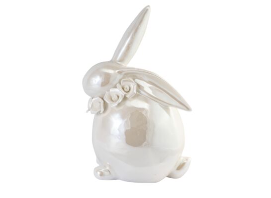 Zając ceramiczny perłowy