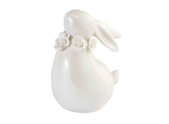 Zając ceramiczny perłowy
