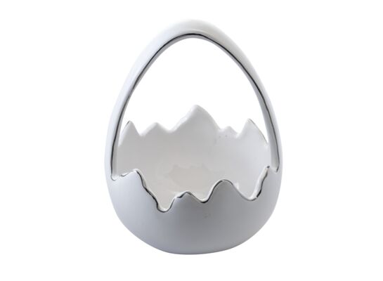 Ceramika wielkanocna 16 cm biało-srebrna
