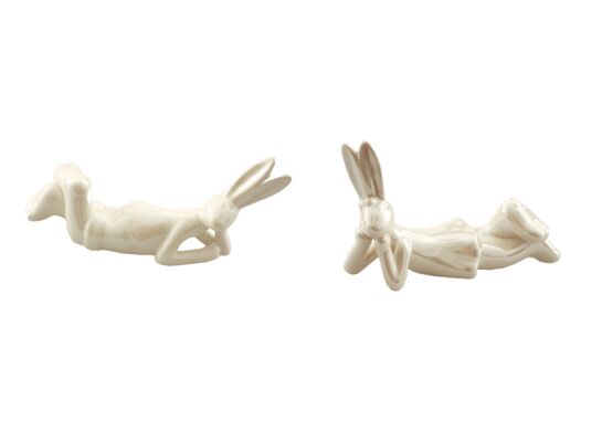 Zając ceramiczny biały 8,7 cm