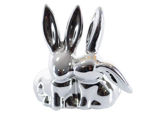 Zając ceramiczny srebrny