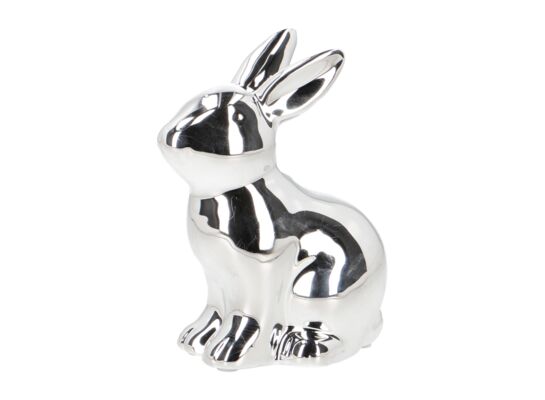Figurka ceramiczna zając srebrny 9,2 x 6,3 x H12 cm