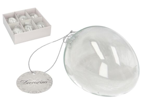 Wielkanocna zawieszka dekoracyjna z piórkami 6,7 x 10,2 cm, szkło