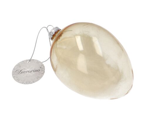 Wielkanocna zawieszka dekoracyjna z piórkami 8,2 x 11,8 cm, szkło