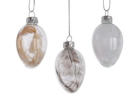 Szklane jajo z piórkami 3 kolory