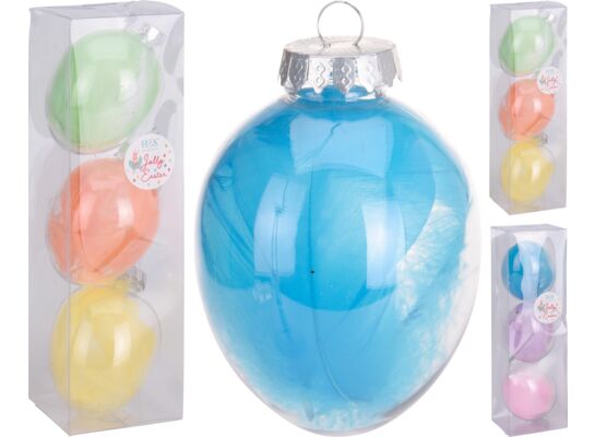 Zawieszka jajo z piórem 7 x 11 cm