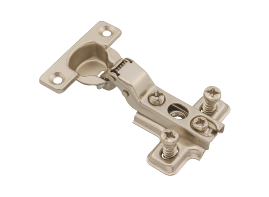 Zawias meblowy puszkowy 26 wygięty 8 drzwiowy półwpuszczany 1 szt. + prowadnik