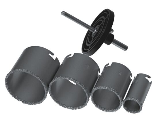 Zestaw wycinaczy do otwornic z nasypem węglika wolframu 33,53,67,73 mm DED1518 Dedra