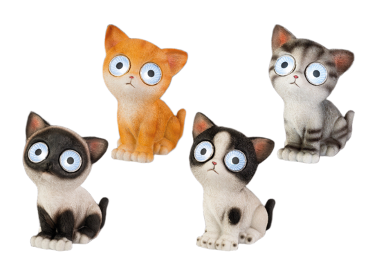 Dekoracja solarna LED - kot 16 cm mix 4 rodzajów