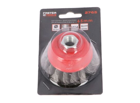 Szczotka doczołowa splatana M14 - stalowa 65 mm FASTER TOOLS