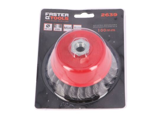 Szczotka doczołowa splatana M14 - stalowa 100 mm FASTER TOOLS