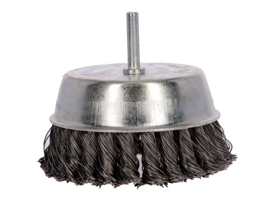 Szczotka doczołowa splatana trzpień - stalowa 80 mm FASTER TOOLS