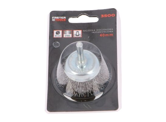 Szczotka doczołowa trzpień - stalowa 40 mm FASTER TOOLS