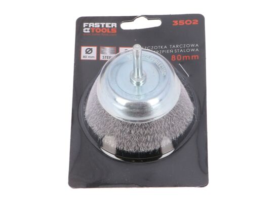 Szczotka doczołowa trzpień - stalowa 80 mm FASTER TOOLS