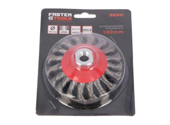Szczotka kątowa splatana M14 - stalowa 100 mm FASTER TOOLS