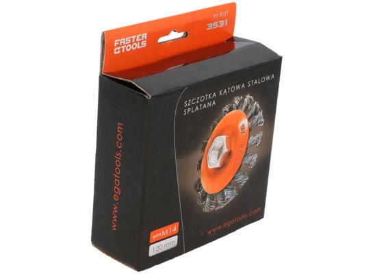 Szczotka kątowa splatana M14 - stalowa 120 mm FASTER TOOLS