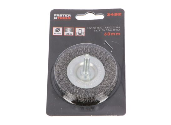 Szczotka tarczowa trzpień - stalowa 60 mm FASTER TOOLS