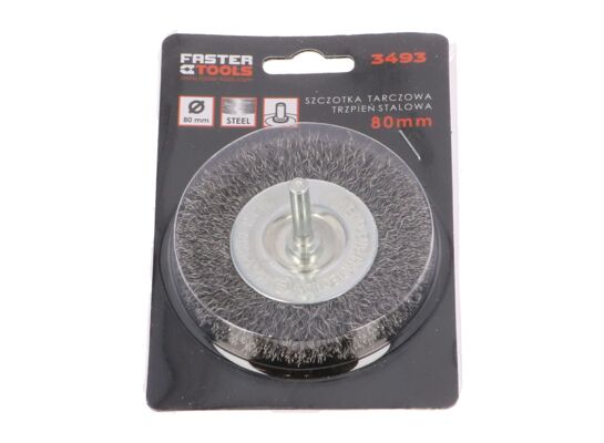 Szczotka tarczowa trzpień - stalowa 80 mm FASTER TOOLS
