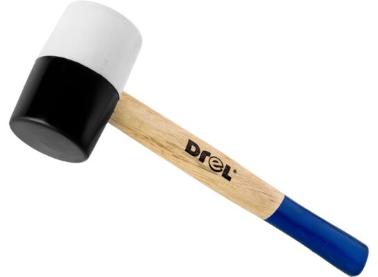 Młotek gumowy 450 g guma czarno-biała trzonek drewniany Drel