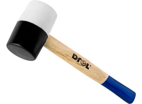 Młotek gumowy 680 g guma czarno-biała trzonek drewniany Drel