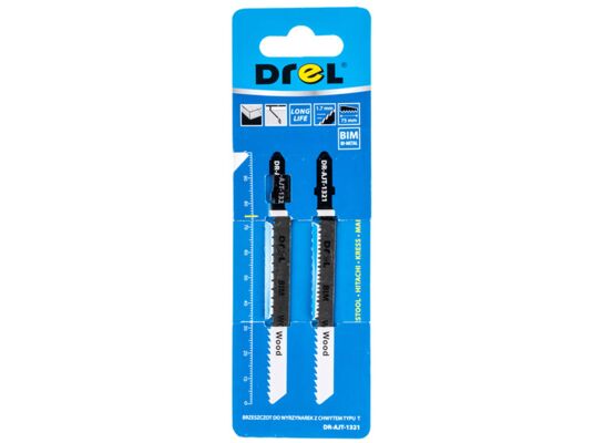 Brzeszczot do wyrzynarek z chwytem typu "T" drewno 75 mm zestaw 2 szt. Drel