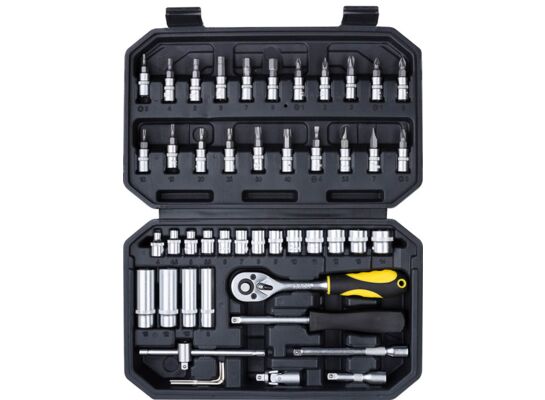 Klucz nasadowy z grzechotką 1/4'' 4,0-14 mm komplet 47 szt. Drel