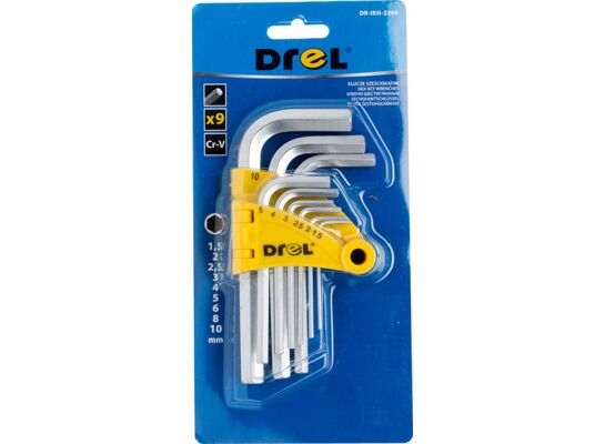 Klucz sześciokątny 1,5-10 mm Cr-V komplet 9 szt. Drel