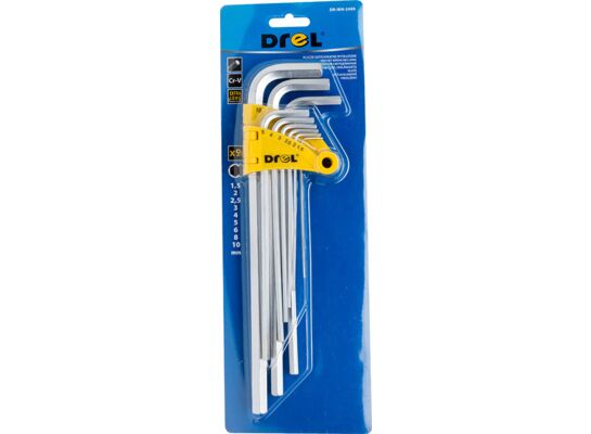 Klucz sześciokątny bardzo długi 1,5-10 mm komplet 9 szt. Drel