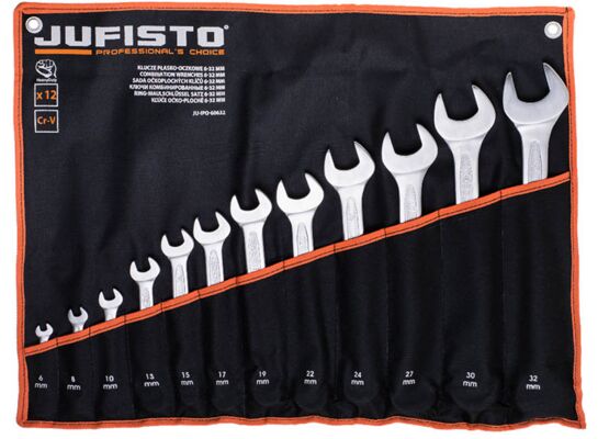 Klucz płasko-oczkowy 6-32 mm komplet 12 szt. Jufisto
