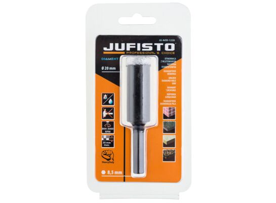 Otwornica z nasypem diamentowym 20 mm diament lutowany Jufisto