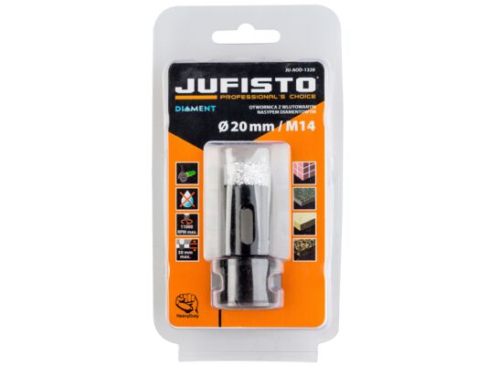 Otwornica z nasypem diamentowym 20 mm M14 diament lutowany Jufisto