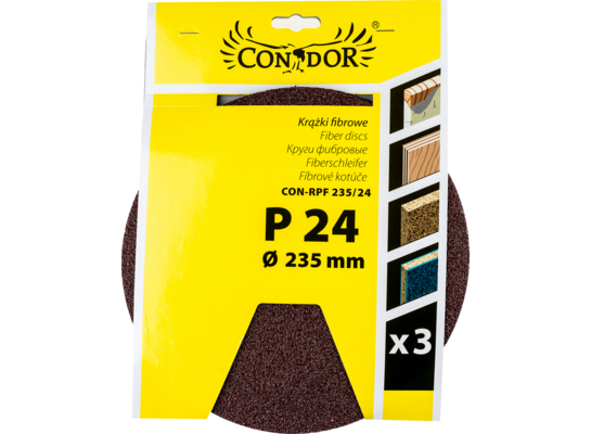 Krążek ścierny na fibre 235 mm P24 zestaw 3 szt. Drel