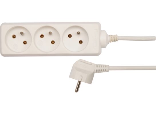 Przedłużacz elektryczny biały 3 gniazda z uziemieniem 1,5 m