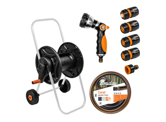Wózek Daily z wężem 1/2" 20 m pistoletem i armaturą Bradas